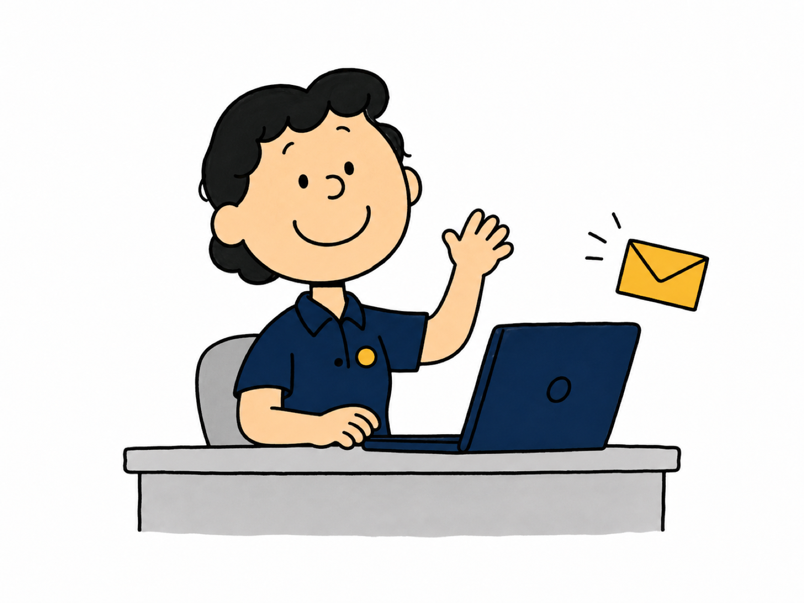 Sydney luggage storage claim support — a friendly Alpha Luggage staff member waving warmly from behind a desk.
